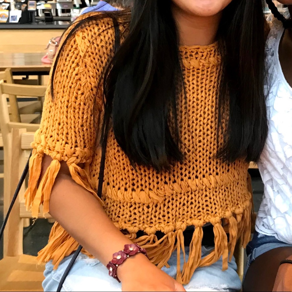 Yellow Free People Crochet Top